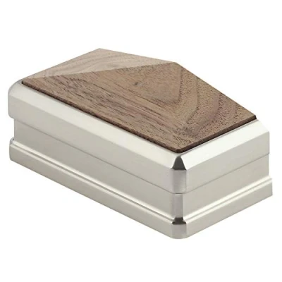 Image of Solution Half Newel Cap rebated to fit a 90mm Post in Walnut &amp; Brushed Nickel