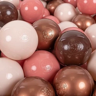 Image of KiddyMoon Soft Plastic Play Balls 300 Balls/7Cm 2.75In Multi Colour Made In EU, Brown/Copper/Pastel Beige/Salmon