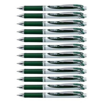 Image of Pentel BL77 D3X EnerGel Retractable Gel Rollerball Pen 0.7mm Ball Diameter = 0.35mm Line Width Refillable Pack of 12 Forest Green