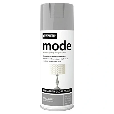 Image of Rust Oleum AE0240012E8 400ml Mode Ultra High Gloss Spray Paint Steel Grey