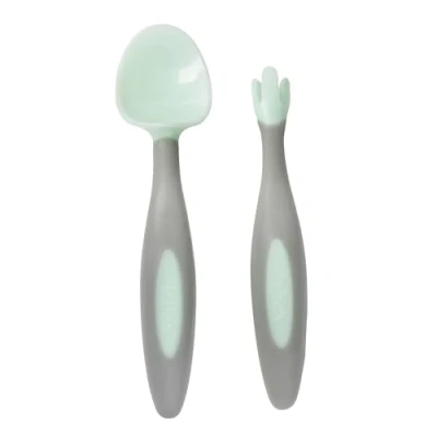 Image of b.box toddler cutlery set easy grip handles, travel case, unique fork design Designed by Occupational Therapist Dishwasher safe From 9m+