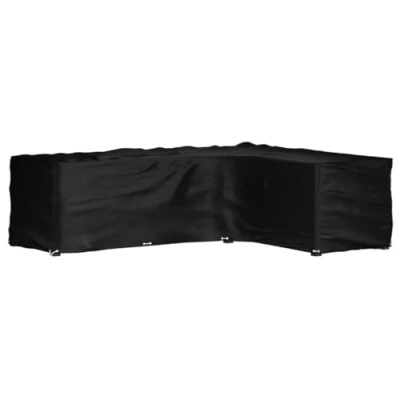 Image of vidaXL Outdoor L Shaped Garden Furniture Cover PE Material Water &amp; UV Resistant Black 260x210x80cm 16 Eyelets Rope