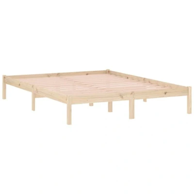Image of vidaXL Bed Frame Bedroom Base Bedstead 152x203 cm Solid Wood Pine Queen