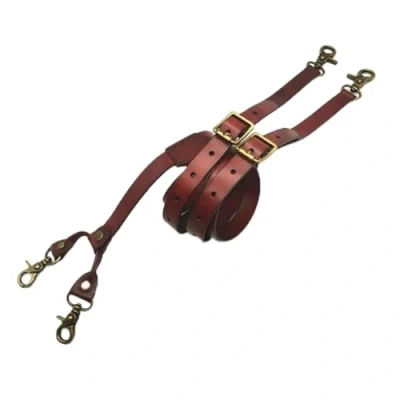 Image of WILsem Wide Vintage Men Suspenders Pants 4 Hooks Brown Y Back Adjustable Strap Leather Braces