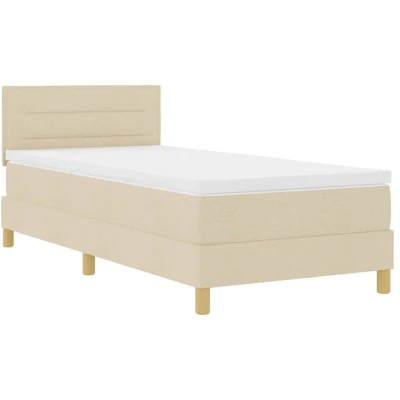Image of Box Spring Bed with Mattress Cream 100x200 cm Fabric Vidaxl