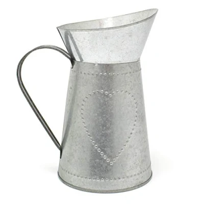 Image of Vintage Style Decorative Tin Pitcher Metal Artificial Flower Jug Vase Shabby Chic Home Accessories