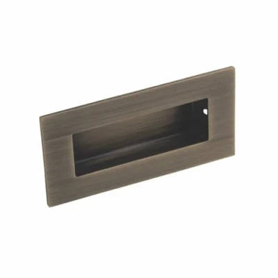 Image of Eurospec Recessed Flush Pull Handle Rectangular 102 x 51mm Antique Brass