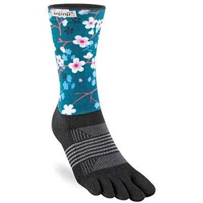 Image of Injinji Women&#039;s Spectrum Trail Midweight Crew Socks, Blossom, M L