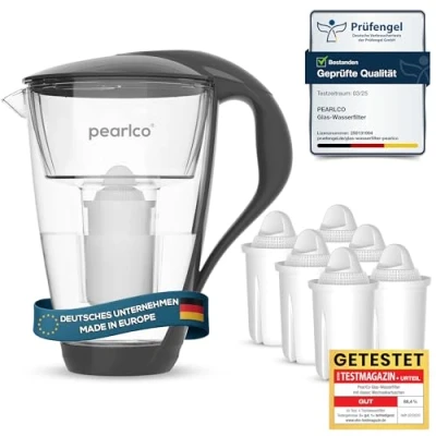Image of PearlCo Glass Water Universal Classic Filter (Anthracite) incl. 6 Cartridges (Compatible with Brita® Classic)