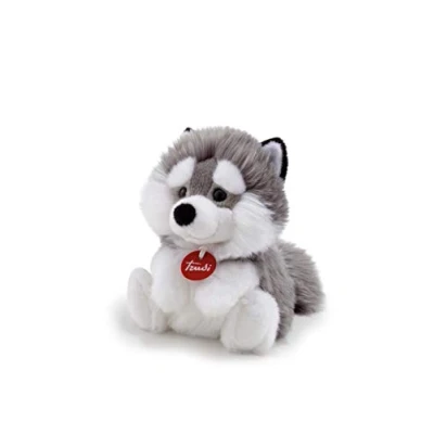 Image of Trudi Husky Plush, Grey/White Soft and Cuddly Fluffy Stuffed Animal Toy, Fire Retardant Polyester, Machine Washable, Suitable for Kids &amp; Adults, 17x19x18 cm