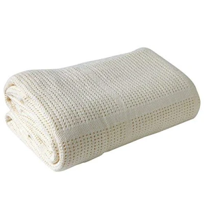Image of Cream Premium Quality 100% Cotton Cot Cellular Blanket,(100cmX150cm) Made in EU
