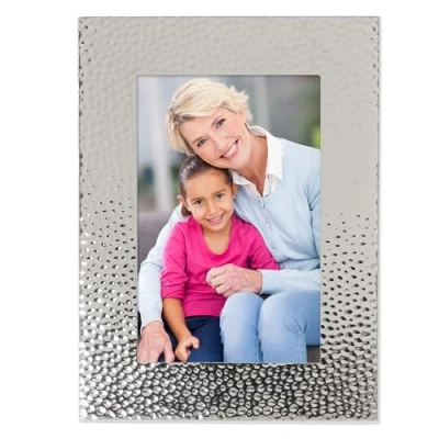 Image of Lawrence Frames Hammered Polished Metal Picture Frame, 4x6, Silver