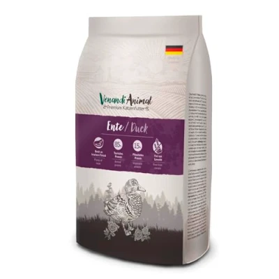Image of Venandi Animal Premium dry cat food duck, 1 pack (1 x 6.5kg), grain free with lots of fresh meat