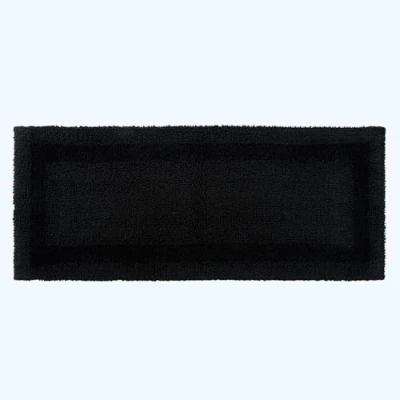 Image of HOMESCAPES Long Bath Mat, Runner, Luxury 1600gsm Extra Soft 100% Cotton, Reversible Bathroom Mats Non Slip, Washable, Super Absorbent, Quick Dry, Black Large Rug, 40 x 100 cm