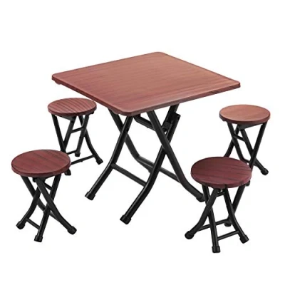 Image of 1/12 Scale Dollhouse Folding Dining Table Chairs Set Doll Houses Miniature Scene Props Mini Furniture Decor Ornament Accessories for Kids Educational Pretend Play Toys Gift