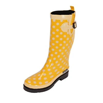 Image of MADSea Ocean High Women&#039;s Rubber Rain Polka Dot Tall Wellington Boots Yellow Size EU 37, Size:4 UK