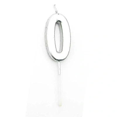 Image of Gifts 4 All Occasions Limited Shatchi Silver 0 Number Candle Birthday Anniversary Party Cake Decorations Topper