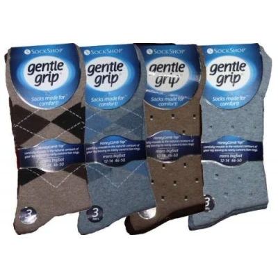 Image of Jean Junction Mens Gentle Grip Socks Non Elastic Bigfoot UK 12 14 46 50 (12 Pairs)