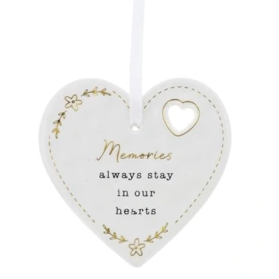 Image of Ceramic Keepsake Hanging Heartfelt Heart Plaque Memories Sentiment Home Accessory Gift