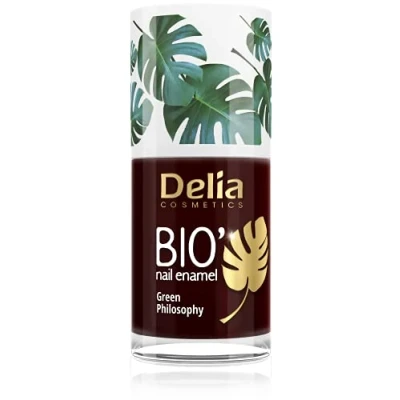 Image of Delia Cosmetics Bio Green Nail Polish CHERRY Vegan Friendly Perfect Opacity and Shine Easy Fast Application Natural Ingredients Long Lasting Color up to 6 Days 11ml