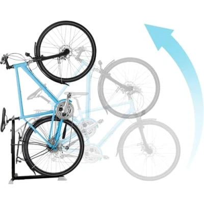 Image of Bike Nook Stand &amp; Vertical Storage Rack The Original Bicycle Floor for Garage and Indoor Outdoor use, Perfect Accessories Small Spaces Nooks, No Drilling Required