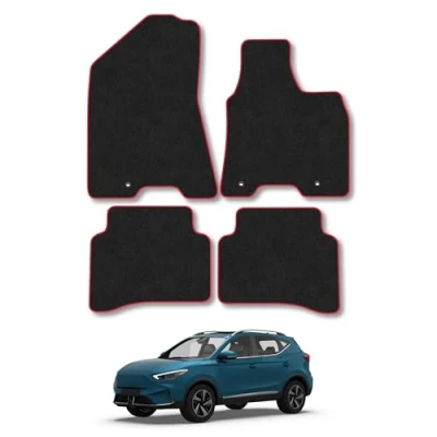 Image of Car Mats Compatible with Mg Motor Uk Zs Ev (2022 ) Tailored Fit Red Carpet Floor Set Accessory Custom 4 Pieces Anti Slip Backing &amp; Binding Trim Edge