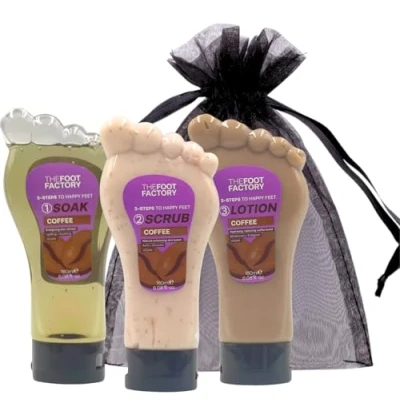Image of Foot Soak, Scrub, and Lotion Set Nourishing Care Kit for Soft, Smooth Feet Exfoliating, Hydrating, Relaxing Spa Treatment Dry, Tired Perfect Home Pedicures (One Size, Coffee)
