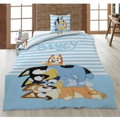 Image of Aymax Bluey Reversible Bed Linen Set 135 x 200 cm Family Bingo Bandit Chilli 100% Cotton
