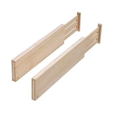 Image of iDesign EcoWood Pack of 2 Drawer Organiser Units, Paulownia Wood Dividers for The Kitchen, Kitchen Storing Cutlery and Utensils, Beige