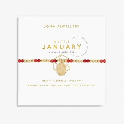 Image of Joma Jewellery A Little Birthstone Gold JANUARY GARNET Bracelet 17.5cm Stretch Adjustable Wrist Stacking