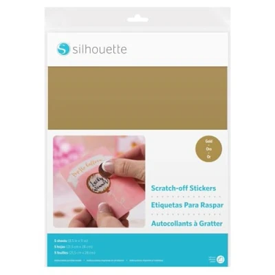 Image of Silhouette Printable Scratch Off Sticker Sheets, Gold, 8.5 x 11 Inch