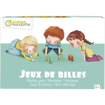 Image of Avenue Mandarine Ref JS005C Marbles Game Rediscover the Pleasure of Throwing 21 Marbles, Obstacle Courses, Fabric Carrying Bag Suitable for Ages 6+