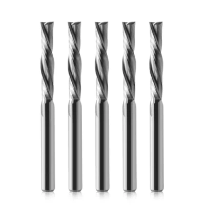 Image of 5 Pcs Down Cut Router Bits CNC End Mill, 2 Flutes Spiral Milling Cutter Tools, Solid Carbide with 1/8 inch (3.175 mm) Shank and Cutting Diameter Mill Sets for Wood MDF Engraving