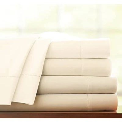 Image of 100% EGYPTIAN COTTON 300 THREAD COUNT HOTEL QUALITY EXTRA DEEP 16&quot; FITTED SHEET (Super King, Cream)