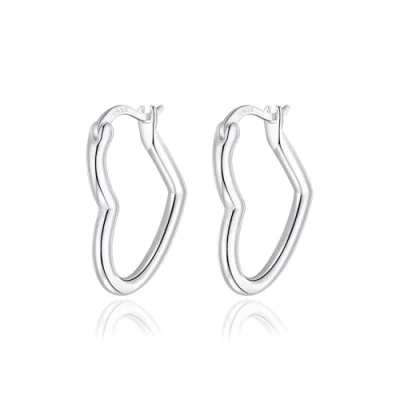 Image of Philip Jones Sterling Silver Heart Hoop Earrings with Latch Back