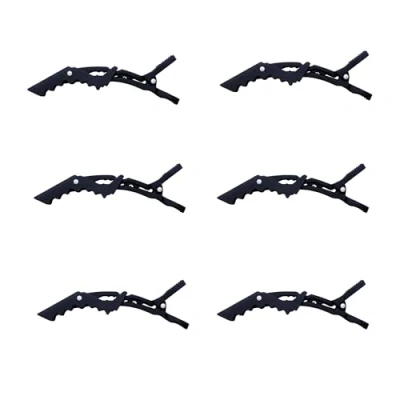 Image of Eson Hair Clips 6pcs, Professional Crocodile for Styling Non Slip No Trace Hairdressing Clips, Alligator Sectioning Salon &amp; Home Cutting (Black)