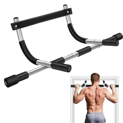 Image of Multi Grip Chin Up/Pull Up Bar for Doorway with Padded Handles Heavy Duty Trainer Home Gym Door Mounted Pull Ups No Drilling Required