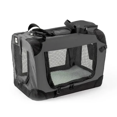 Image of KCT Small Grey Fabric Pet Carrier Crate Travel Transport Bag for Cats and Dogs