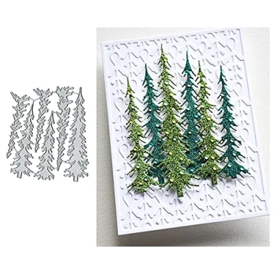 Image of 6pcs Christmas DIY Narrow Pine Trees Metal Die Cuts,Merry Tree Cedar Cutting Dies Cut Stencils Scrapbooking Decorative Embossing Paper Card Making