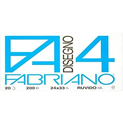 Image of Fabriano F4 05000597 Drawing Album, Format 24 x 33 cm, Rough Sheets, Weight 200 g/m2, 20 Sheets