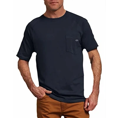 Image of Dickies T shirt for Men, Classic with Short Sleeves, Temp iQ Sun Protection, Dark Navy, S