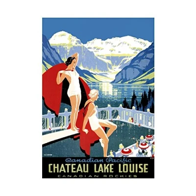 Image of Wee Blue Coo Travel Tourism Chateau Lake Louise Rocky Mountains Canada Wall Art Print
