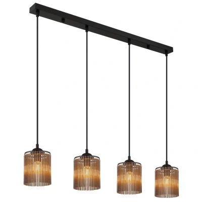Image of Leeds Bar Pendant Ceiling Light Matt Black 4x E14
