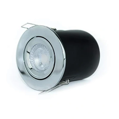 Image of Luceco Adjustable Fire Rated GU10 Downlight, Polished Chrome Alloy Steel