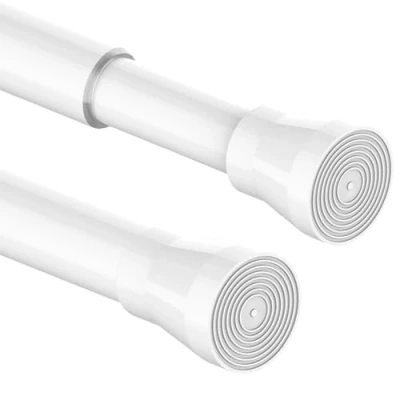Image of 1 x Shower Rail, No Drilling, Stainless Steel Curtain Adjustable Telescopic Rod for Cupboard, Bathroom, Balcony, (72 145 cm, White)