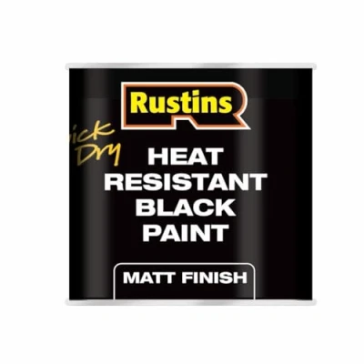 Image of RUSTINS Heat Resistant Paint Black 250ml