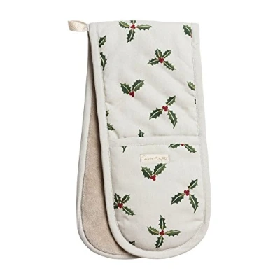 Image of Sophie Allport Collection Double Oven Glove, Heat Resistant Kitchen Accessories (Holly &amp; Berry)