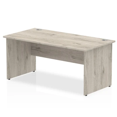 Image of Impulse 1600 x 800mm Straight Desk Grey Oak Top Panel End Leg