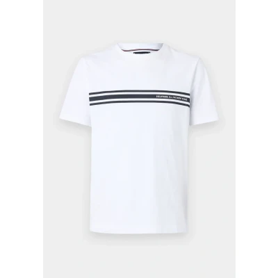 Image of Tommy Hilfiger Central Chest Stripe TEE Print Tshirt, Men&#039;s, Size: XS, White