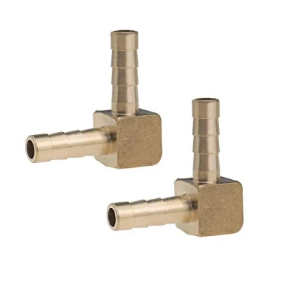 Image of YINETTECH 2Pcs 6mm Barb Brass Hose Fitting 90 Degree Elbow Fuel Joiner Pipe Connector Adapter 1/4inch Gold for Air Water Oil